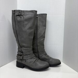 Dream Pairs Women’s Winter Fur Lined Gray Knee High Boots 11M Zipper Snow Warm